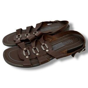 Leather Collection Brown Leather Slingback Sandals 7 Comfort Boho Casual Strappy